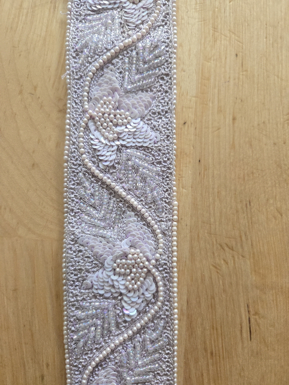 Beaded Lace Sash  in Light Pink/Champagne - Decorative Women’s Accessory